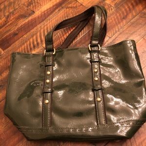 NWT Gap Patent Leather Tote Olive